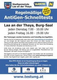 Regelmäßige Corona AntiGen-Schnelltests in Laa